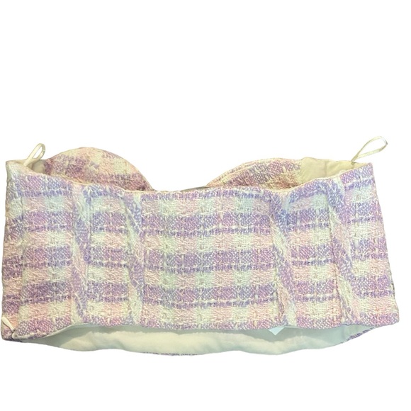 Zara Tweed Corset Bustier Crop Top Strapless Sweetheart Neckline Small NWT - Picture 6 of 10